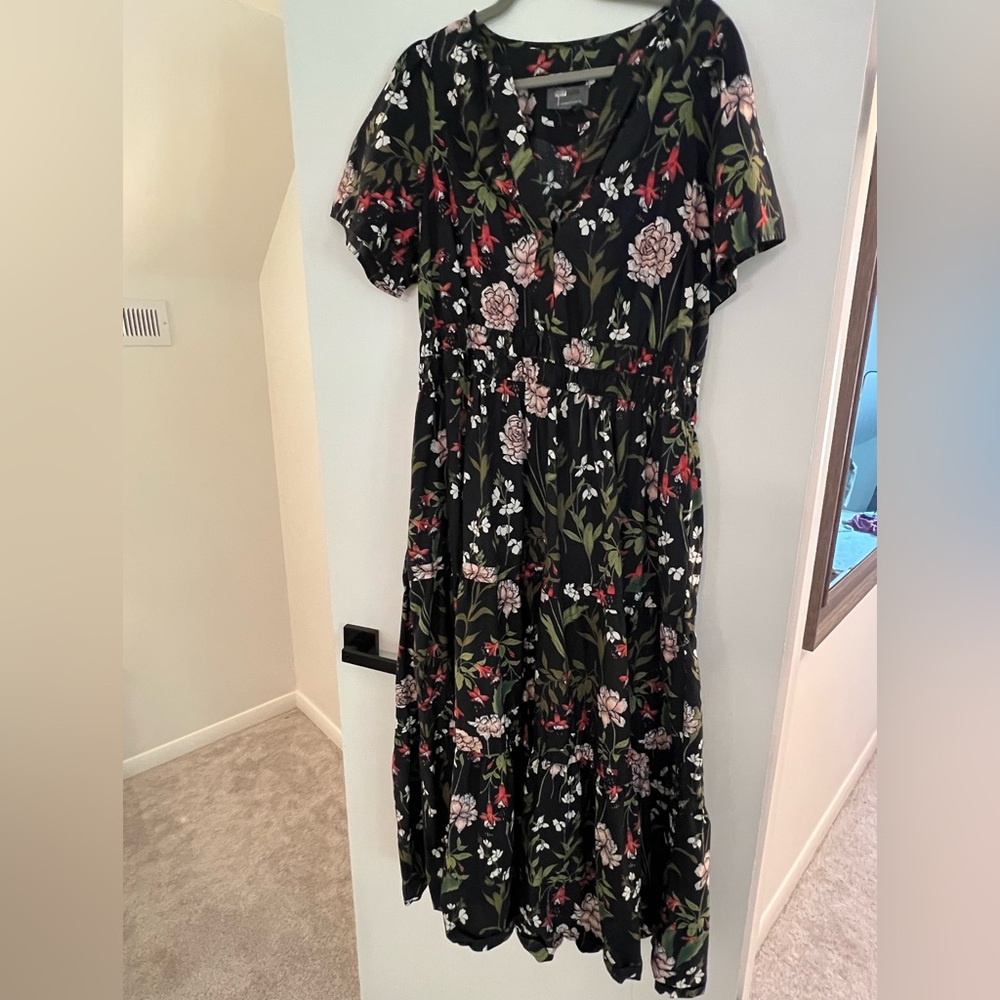 The Somerset Anthropologie Floral Black Dress